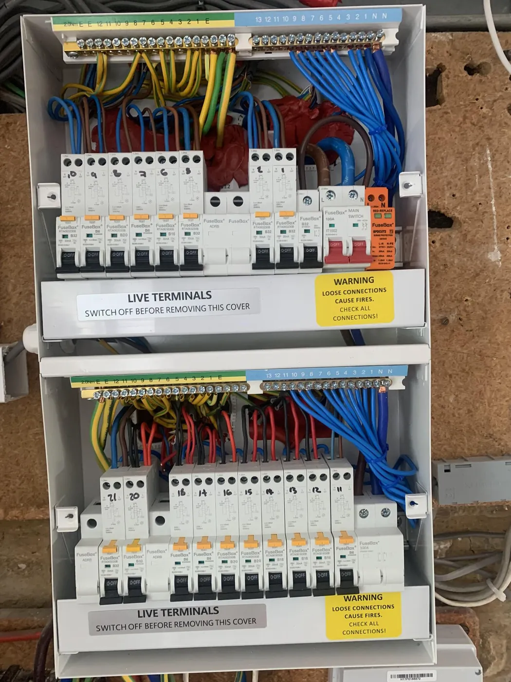 Two neatly wired consumer units
