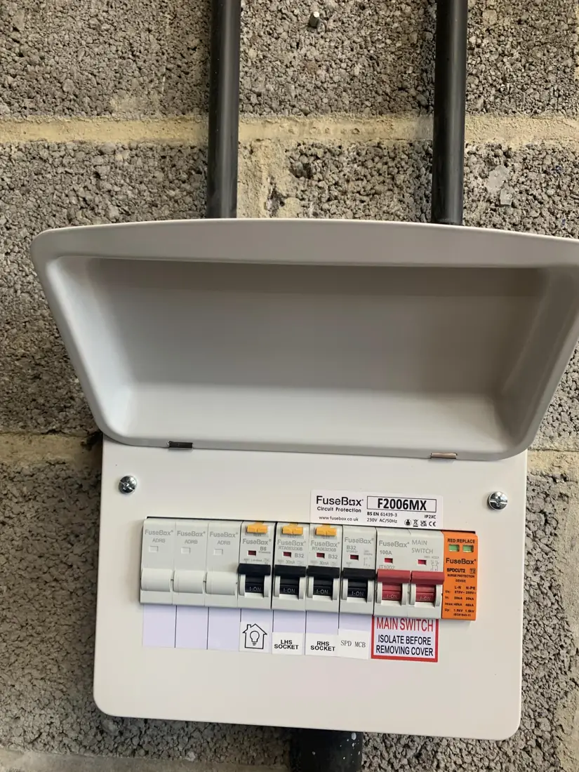 Newly installed consumer unit with RCBO protection