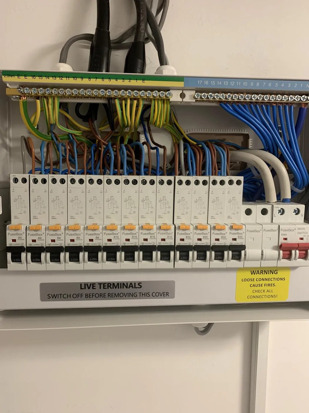 Neatly dressed wiring in a consumer unit