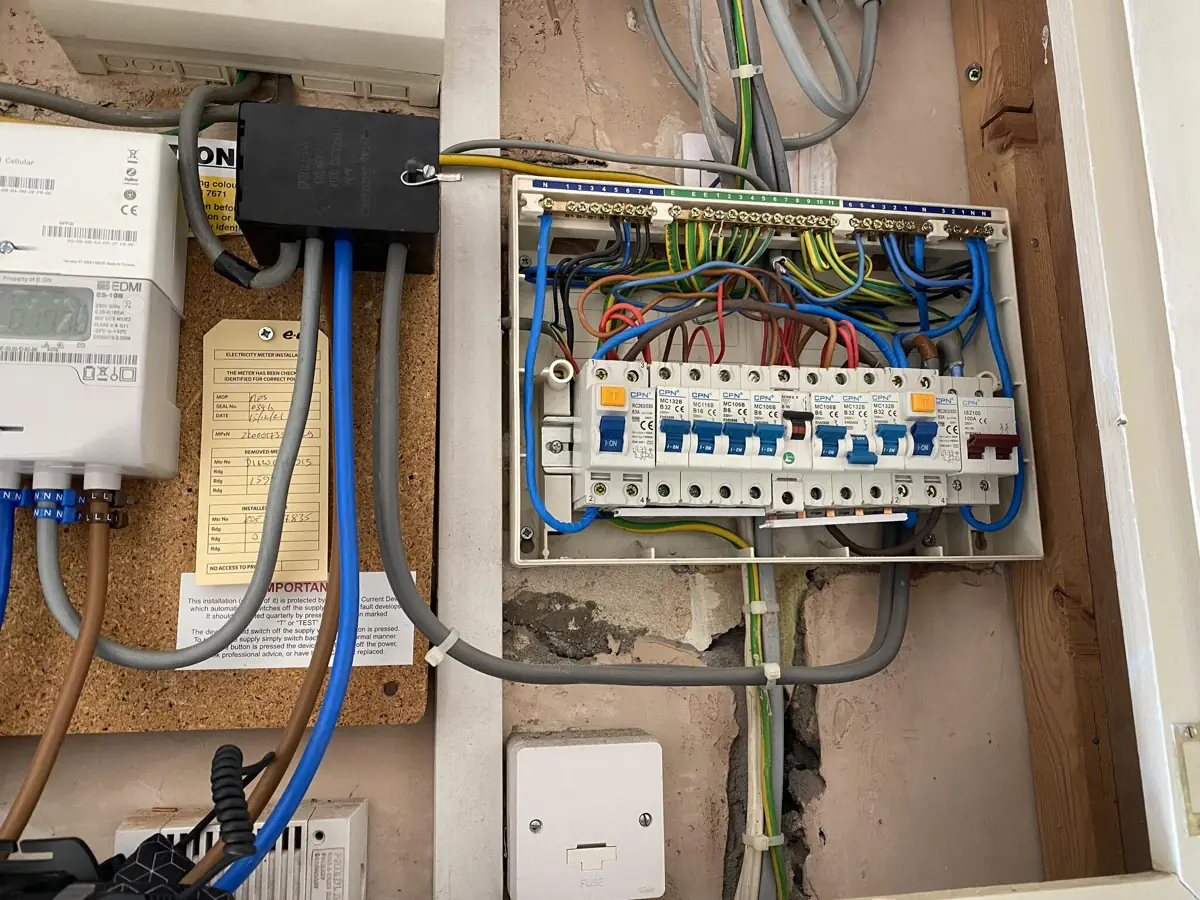 Meter tails and consumer unit installation